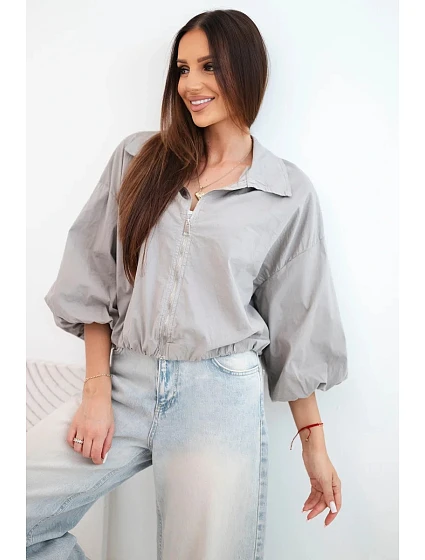 Dámská bavlněná bomber bunda na zip fango zelená