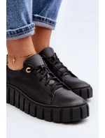 Dámská kožená polobotka na tlusté  černá model 21646240 - Zazoo