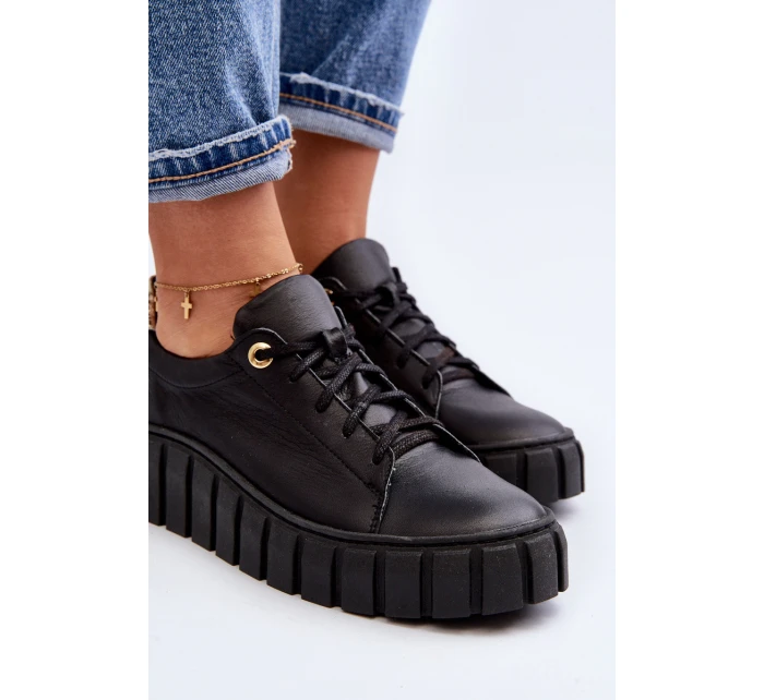 Dámská kožená polobotka na tlusté  černá model 21646240 - Zazoo