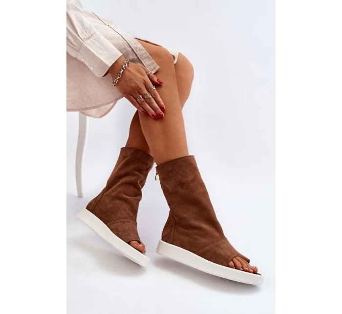 Hnědé Dámské Sandály Zamszové Svrchní Částí Zazoo 3441