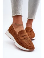 Dámské mokasíny na platformě z semiše Camel model 21656664 - Boto