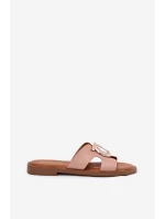 Dámské sandály na plochém podpatku s ozdobou model 21697164 béžové - VINCEZA