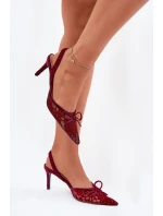 Krajkové Lodičky S Odkrytou Patou Bordové Annivirae Krajkové Lodičky S Odkrytou Patou Bordové Annivirae