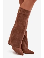 Kozačky Eko semišové  na zip vyhřívané  tmavě béžové model 21770276 - Boto