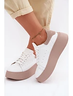 Kožené dámské tenisky na platformě Zazoo N408S2 bílé