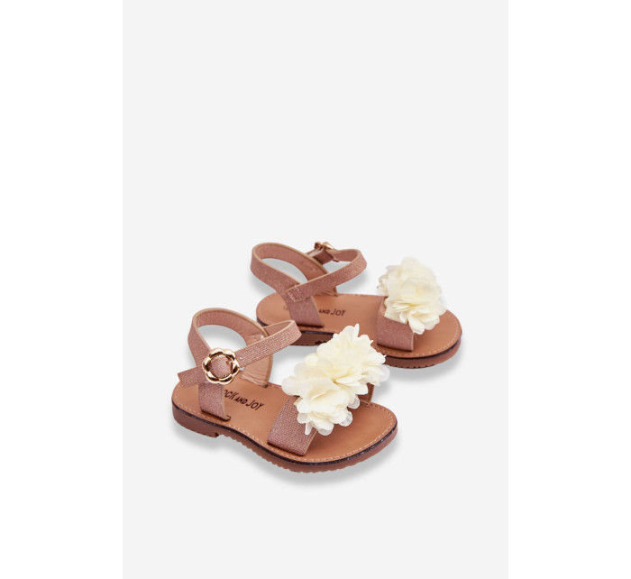 Módní dětské sandály s květy Béžovo-zlatá Poly