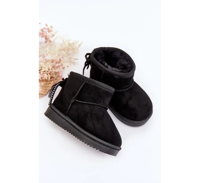 Dětské zateplené sněhule s třásněmi, černá Mikyla