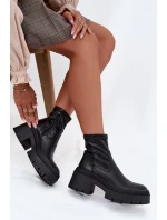 Dámské kotníkové boty na masivním podpatku s platformou Elvianne – černé, eko kůže Dámské kotníkové boty na masivním podpatku s platformou Elvianne – černé, eko kůže