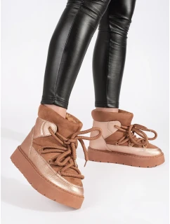 Exkluzívní sněhule hnědé dámské platforma