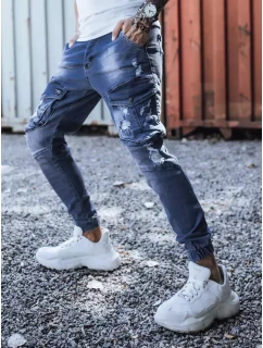 Modré pánské kalhoty FashionStreet UX3285