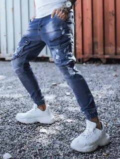 Modré pánské kalhoty FashionStreet UX3285