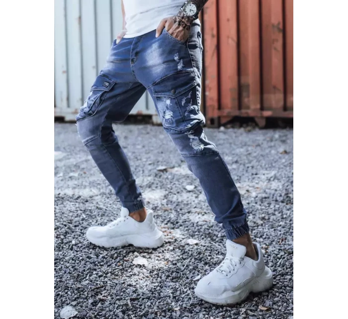 Modré pánské kalhoty FashionStreet UX3285