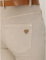 Dámské džínové kalhoty Mom Fit s páskem, béžové, FashionStreet UY3083 Dámské džínové kalhoty Mom Fit s páskem, béžové, FashionStreet UY3083