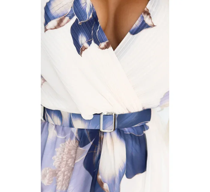 Vzdušné midi šaty s obálkovým výstřihem a velkým květinovým vzorem v model 21819836 - numoco basic Vzdušné midi šaty s obálkovým výstřihem a velkým květinovým vzorem v model 21819836 - numoco basic