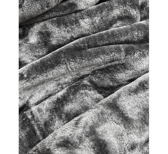 Šedý dámský semišový zimní kabát s páskem (6515)
