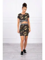 Souprava halenky se sukní moro khaki+hnědá Souprava halenky se sukní moro khaki+hnědá