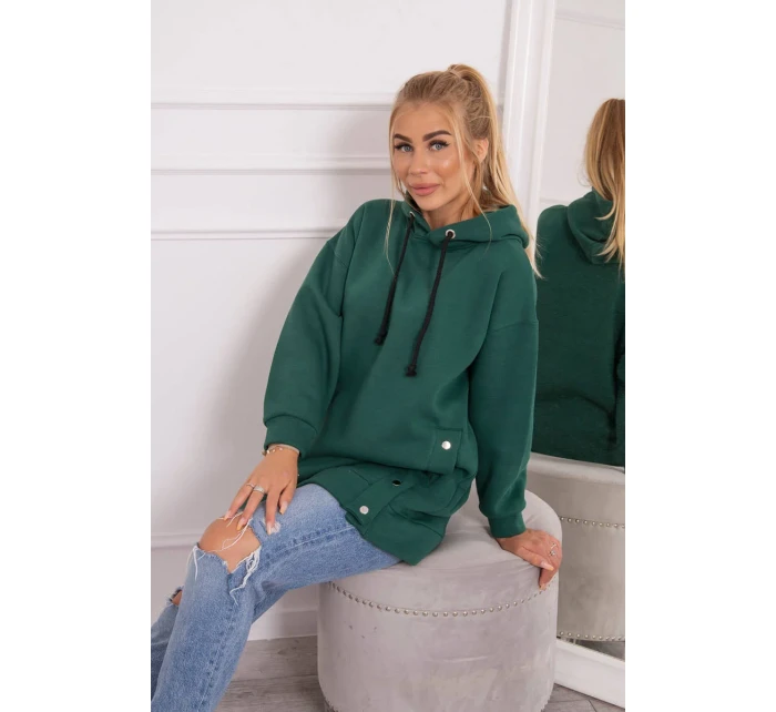 Zateplená mikina s patentkami tmavě zelená
