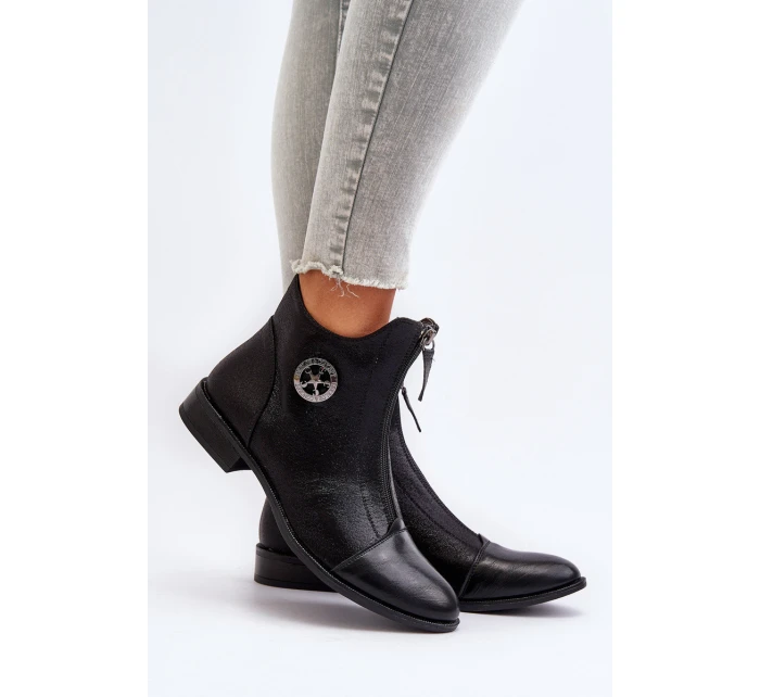 Dámské kotníčkové boty na ploché podrážce se zipem béžové Loratie