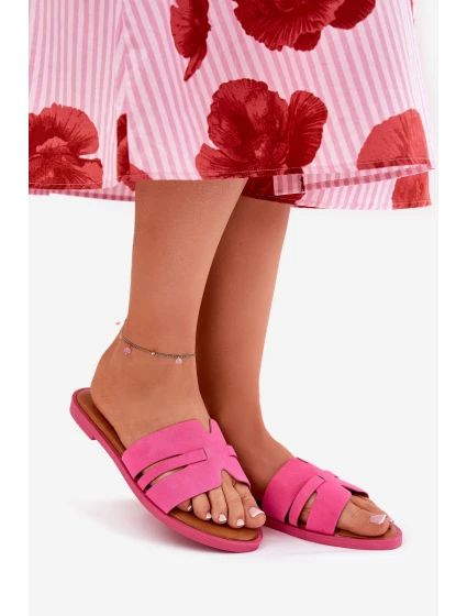 Dámské Pantofle Na Plochém Podpatku S Eko Fuchsie model 21688655 - Boto Dámské Pantofle Na Plochém Podpatku S Eko Fuchsie model 21688655 - Boto