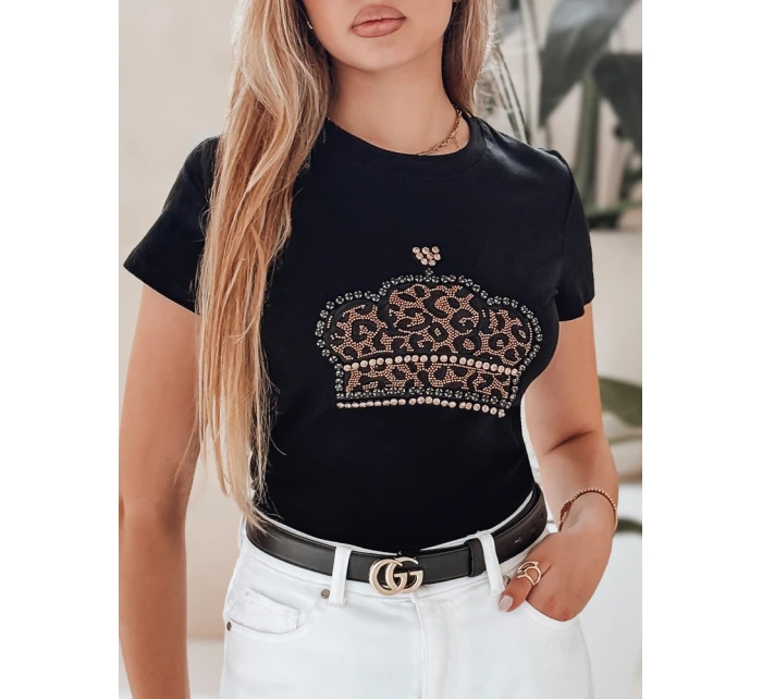 Dámské tričko s korunkou BLINGESSO černé FashionStreet RY2877