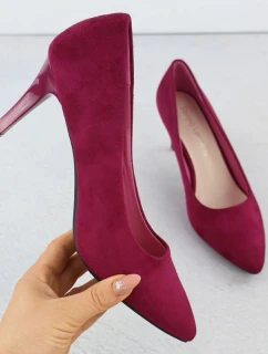 Dámské semišové lodičky na jehlovém podpatku fuchsiové barvy Sergio Leone 1336