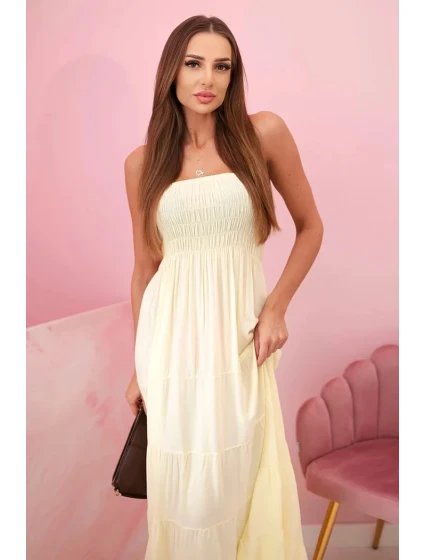 Dámské viskózové šaty s elastickým topem žlutý Dámské viskózové šaty s elastickým topem žlutý