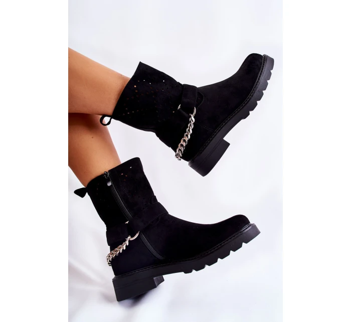 Prolamované Se Zipem S řetízkem Černá model 21592876 - Boto Prolamované Se Zipem S řetízkem Černá model 21592876 - Boto