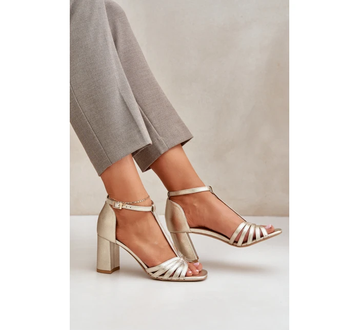 Sandály Z Přírodní Kůže Na Podpatku Laura Messi 2766