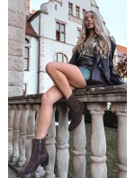 Semišové dámské boty na podpatku zateplené hnědé model 21747763 - Boto Semišové dámské boty na podpatku zateplené hnědé model 21747763 - Boto