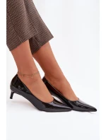 Lakované lodičky na nízkém podpatku Černé model 22037721 - Boto