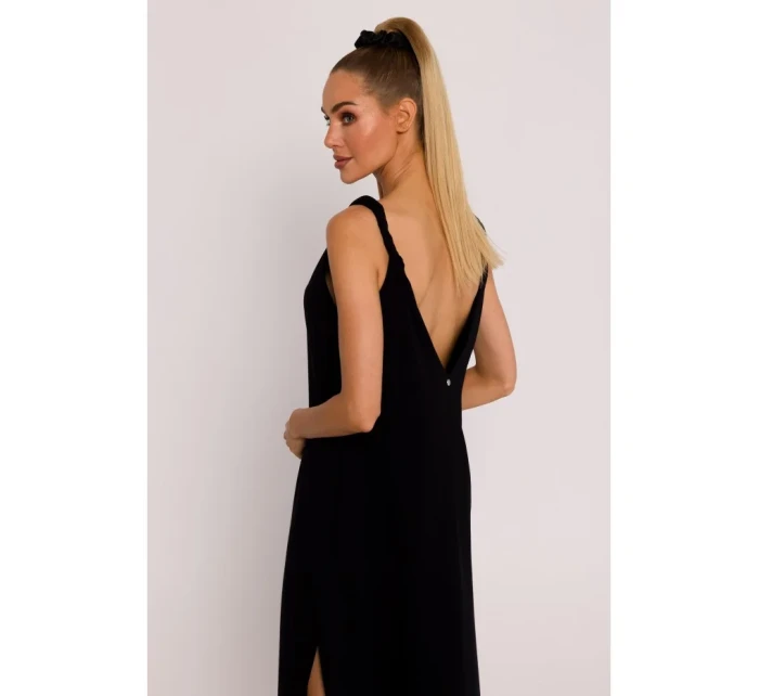 M791 Maxi šaty s hlubokým výstřihem do V - černé M791 Maxi šaty s hlubokým výstřihem do V - černé