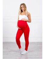Dámské bavlněné těhotenské kalhoty 19975 červené - Kesi Dámské bavlněné těhotenské kalhoty 19975 červené - Kesi