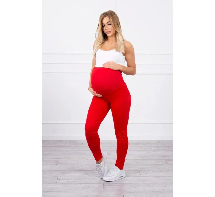 Dámské bavlněné těhotenské kalhoty 19975 červené - Kesi Dámské bavlněné těhotenské kalhoty 19975 červené - Kesi