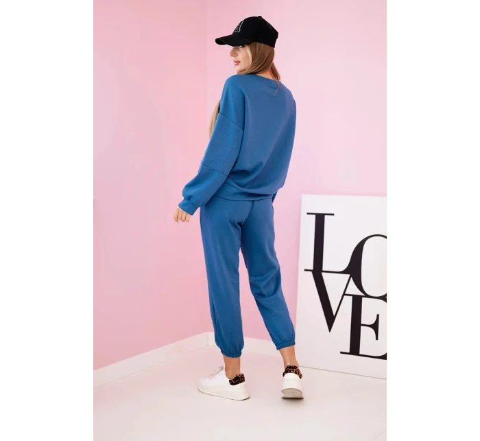 Komplet teplákové + kalhoty máslová látka denim Komplet teplákové + kalhoty máslová látka denim