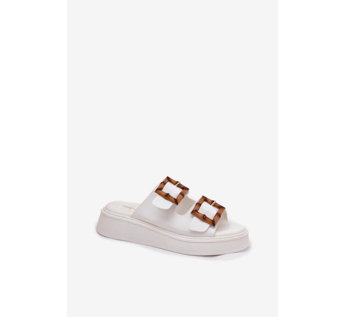 Eko Kožené Sandály Dámské Na Platformě S Přezkami Bílé model 21699634 - Boto Eko Kožené Sandály Dámské Na Platformě S Přezkami Bílé model 21699634 - Boto