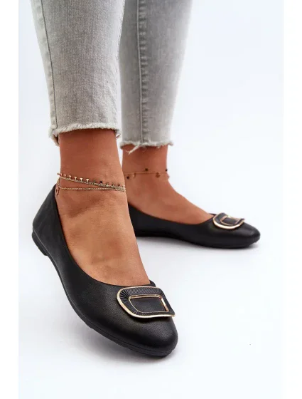 Černé balerínky z ekokůže s dekorací Enicoria Černé balerínky z ekokůže s dekorací Enicoria