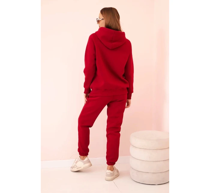 Dámský komplet z bavlny z potiskem, model 21310084 bordový - K-Fashion Dámský komplet z bavlny z potiskem, model 21310084 bordový - K-Fashion