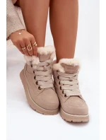 Dámské semišové sněhule – trapery na platformě s kožíškem Big Star – béžové Dámské semišové sněhule – trapery na platformě s kožíškem Big Star – béžové