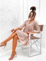 Béžové puntíkované šaty s volánky (706) Béžové puntíkované šaty s volánky (706)