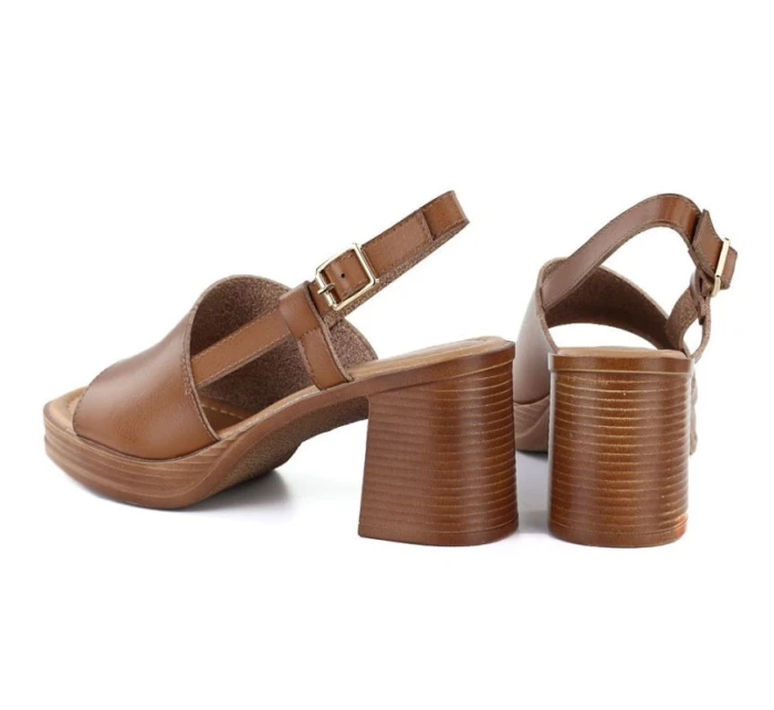 Dámské sandály na jehlovém podpatku hnědé Potocki 54324