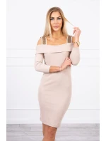 Šaty se širokými ramínky béžové Šaty se širokými ramínky béžové