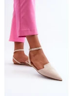 Šněrovací baleríny z ekokože s  světle béžové model 21666763 - Boto