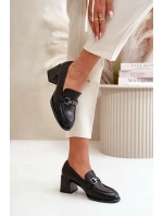 Elegantní Dámské Kožené Polobotky Na Podpatku Černé model 21668909 - VINCEZA