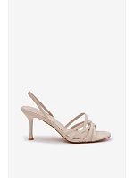 Dámské sandály na podpatku s pásky béžové Velivelle