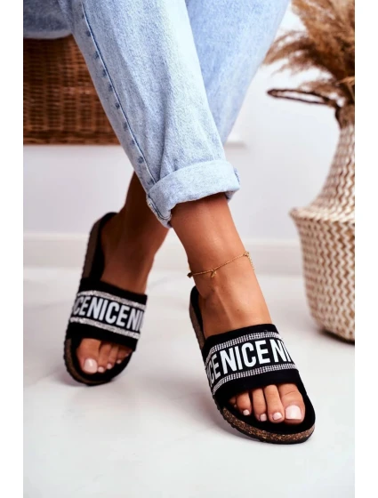 Nazouváky Na Korkové Podrážce Se Zirkony Černé Be Nice Nazouváky Na Korkové Podrážce Se Zirkony Černé Be Nice