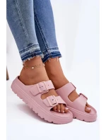 Dámské pěnové pantofle na platformě – růžové