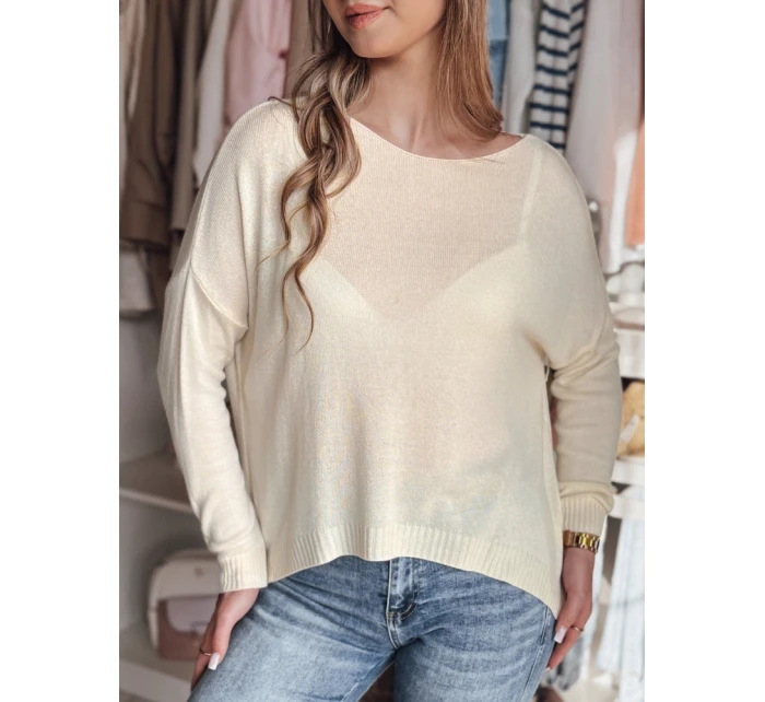 Dámský oversize hladký svetr SENZIA peach FashionStreet MY2446