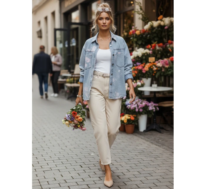Dámská džínová košilová bunda modrá FashionStreet TY5600