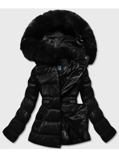 KRÓTKA BŁYSZCZĄCA KURTKA DAMSKA CZARNA model 21244098 - S'WEST