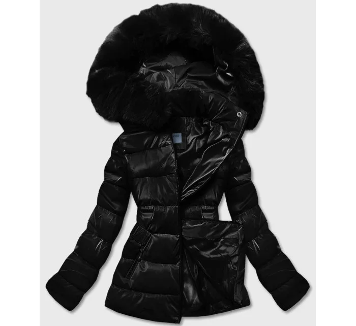 KRÓTKA BŁYSZCZĄCA KURTKA DAMSKA CZARNA model 21244098 - S'WEST